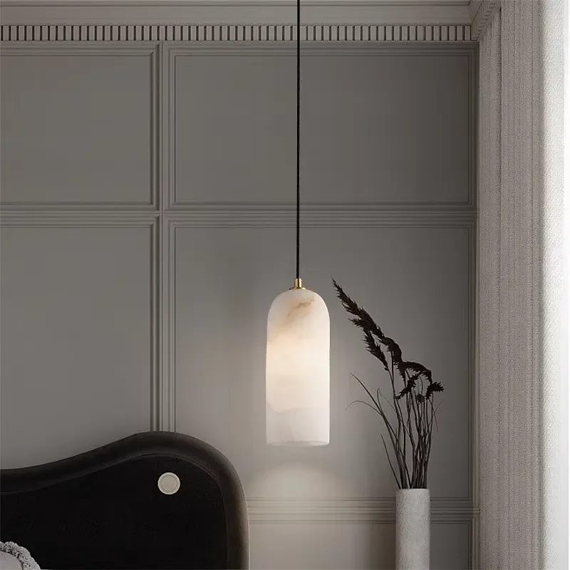 for APCITL Modern Marble LED Chandelier with Remote Control Adjustable Height for Room Hall Staircase Lighting Small Size