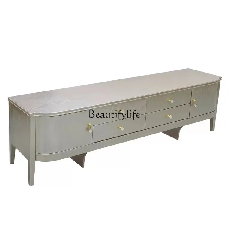 

American light luxury solid wood TV cabinet neoclassical model room furniture postmodern living room