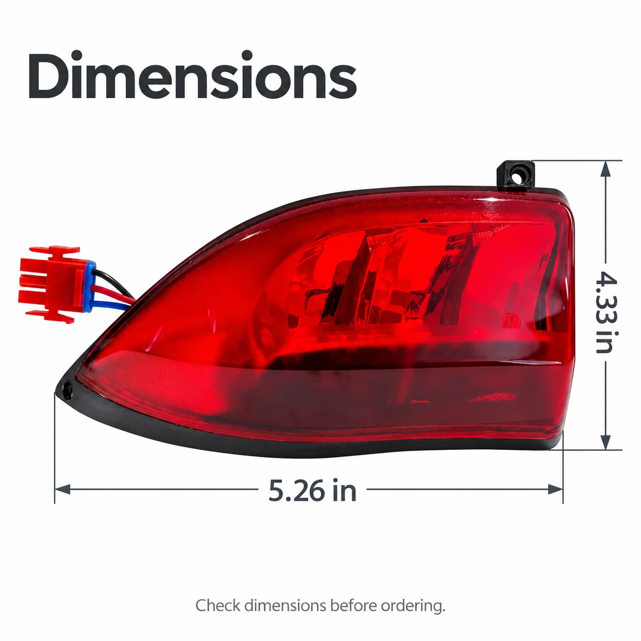 Club Car Precedent 2004+ Tempo 2018+ 12V Golf Cart LED Tail Light Pair 3-Wire 4 Screws OEM#102528901 102579001