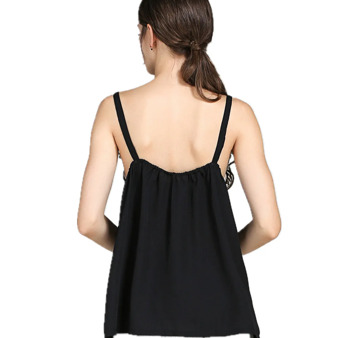 Women's Sling sleeveless slim Lace bottom shirt chiffon blouse female Vest Blouses