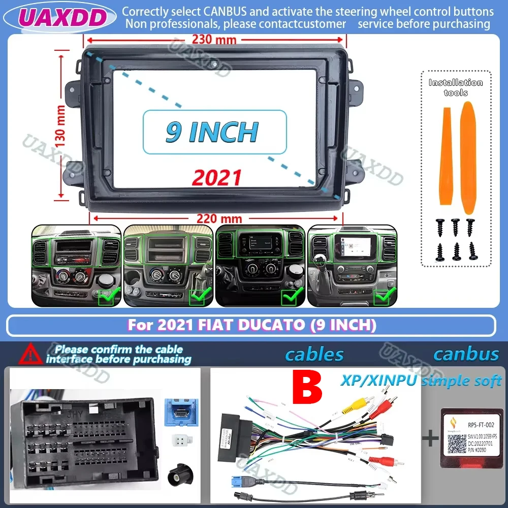 UAXDD 2Din Autoradio für 2006-2016 FIAT DUCATO CITROEN Jumper PEUGEOT Boxer Dodge Ram 2500 9-Zoll Android Rahmen-Kit Panel Mittelkonsole – Detail 8