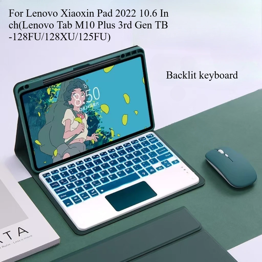 Case For Lenovo Tab M10 Plus 3rd Gen 10.6 Inch TB-128FU/128XU/125FU Backlit keyboard,Keyboard Case For Xiaoxin M10 Plus 3rd Gen