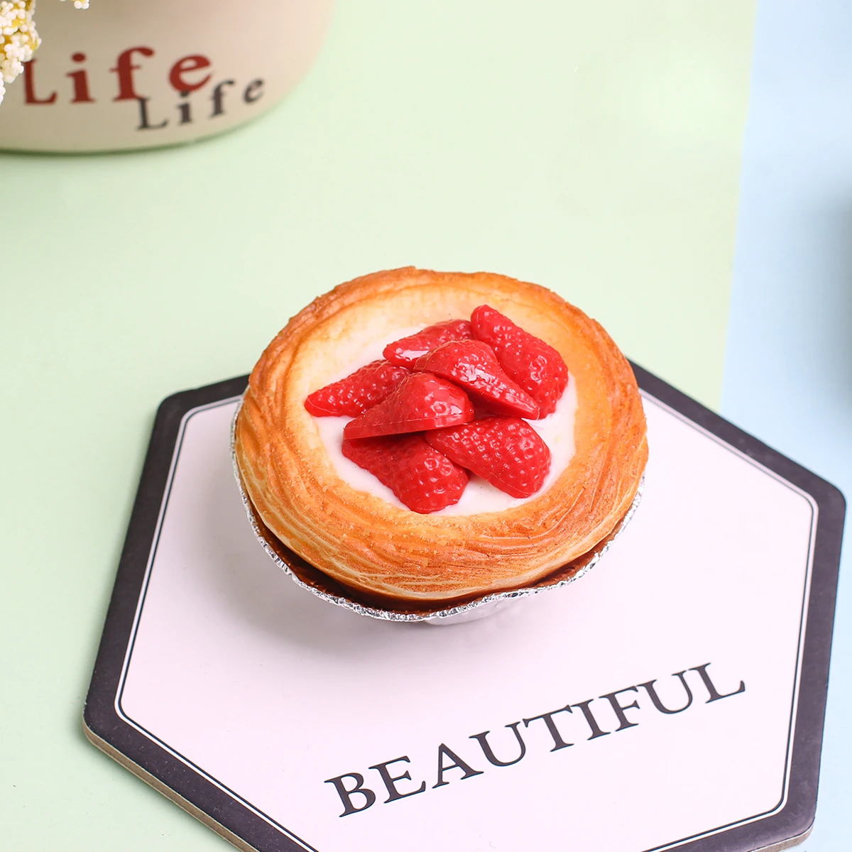 1PCArtificial Egg Tart Cake Dessert Wedding Party Decoration Cake Decoration Photography Professional Food Simulation Cake Model