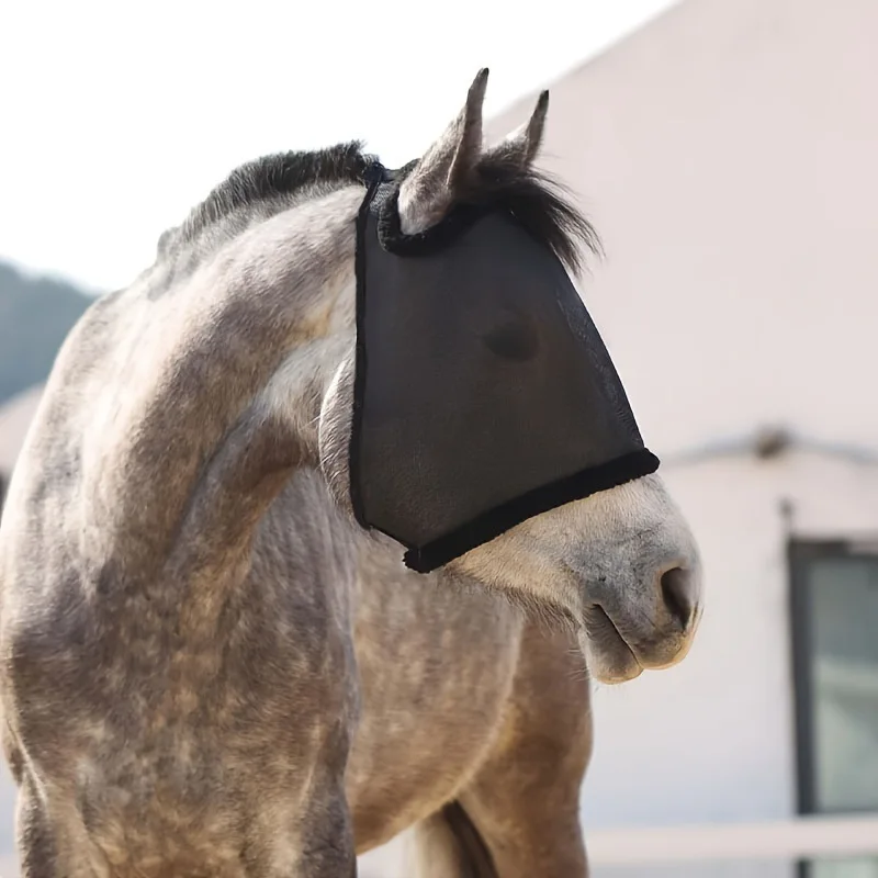 Anti-fly Horse Mask, Cool and Breathable Mesh, Insect-proof and Mosquito-proof Sunshade, Equestrian Horse Supplies