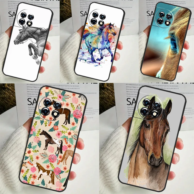 Horse Pony Pattern Case For OnePlus 12 11 9 10 Pro 9RT 10T 10R 12R OnePlus Nord 2 CE 3 Lite CE4 N10 N20 Cover