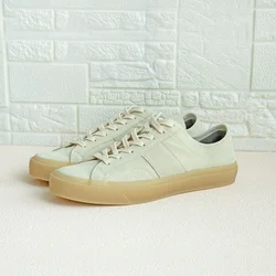 DONNAIN 2023 Beige Suede Flat Casual Couple Genuine Leather Lace Up Unisex Sneakers Men Women Handmade Shoes Rubber Sole