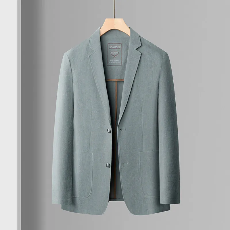 

Высококачественный модный и стильный повседневный костюм для мужчин на весну-осень, однослойный, из 100% хлопка - мужская куртка.