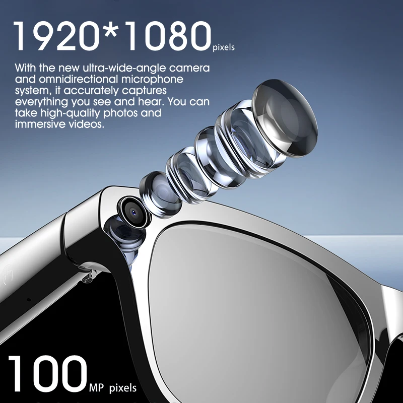 LIGE AI Smart Glasses 100W Anti-shake Camera Bluetooth Voice Call Translate 260mAh Battery Music Touch Sunglasses For Men Women