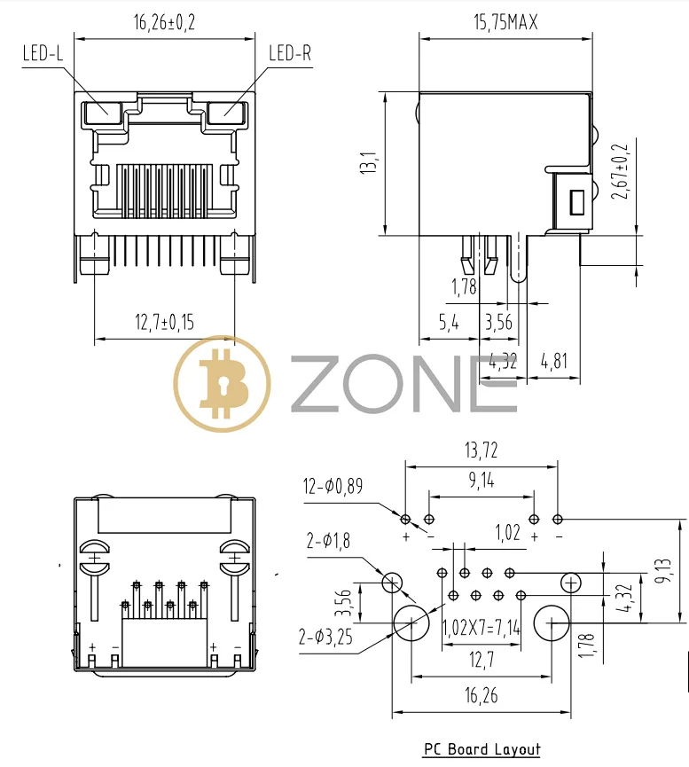 Miner Repair RJ45 Socket Network Port 56 8P8C Gigabit Network Port 8-pin Copper Pin Crystal Head Network Cable Communication