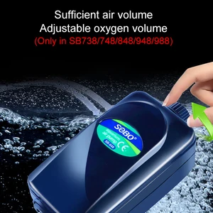 SOBO Silent Aquarium Oxygen Air Bomba de pescado Volumen de aire ajustable Ayero de compresor de aire oxigenador de alta potencia 220V 10 Mejores compresor de aire del acuario de ventas - №3
