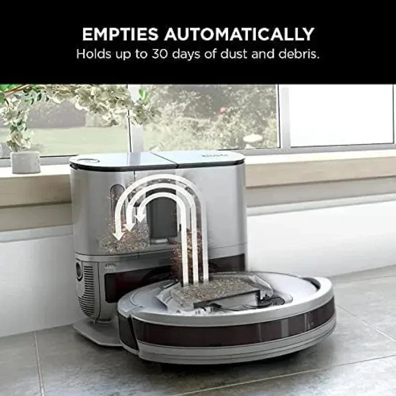 PMD4-Shark AV911S EZ Robot Vacuum with Self-Empty Base,Bagless,Row-by-Row Cleaning,Perfect Pet Hair,Compatible with Alexa,Wi,