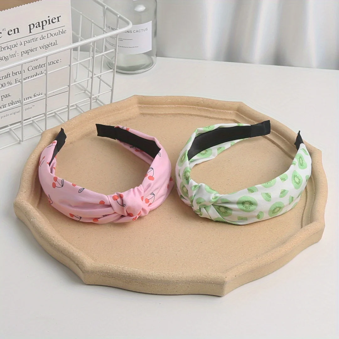 

Stretchy Fruit Print Headband Adjustable Knot Design Non-Slip Hair Band for Baby Toddler Girls Photo Party Events