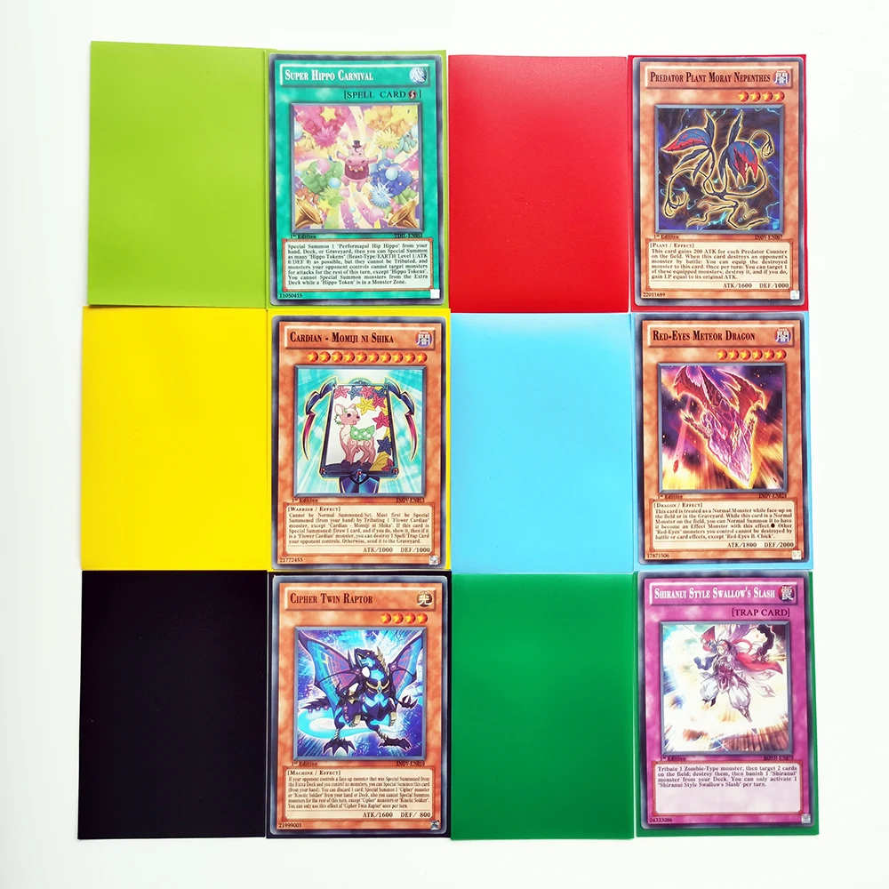 60 pzas/lote de Yu-Gi-Oh colorido mate tarjeta trasera mangas YGO tamaño 62X89 cubierta protectora loto negro Matt YUGIOH tarjeta cubierta de la