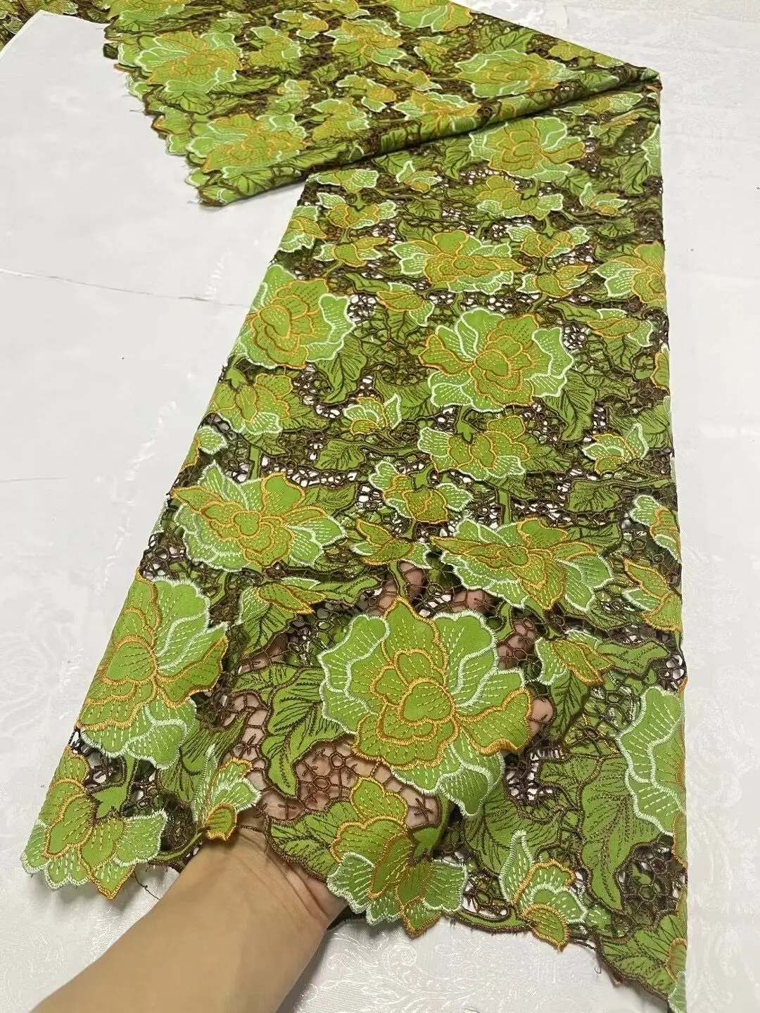 African Cotton Lace Fabric 20234New Arrivals 5Yards Swiss Voile Lace with Stones for Sewing Women Wedding Party Dresses JL319