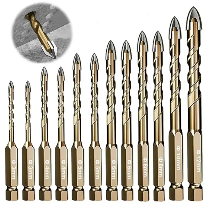 

4/7PCS Industrial Grade EU Standard Four Flute Sawtooth Eccentric Drill Bit Set for Tiles Concrete Drilling Tools 5/6/8-12mm