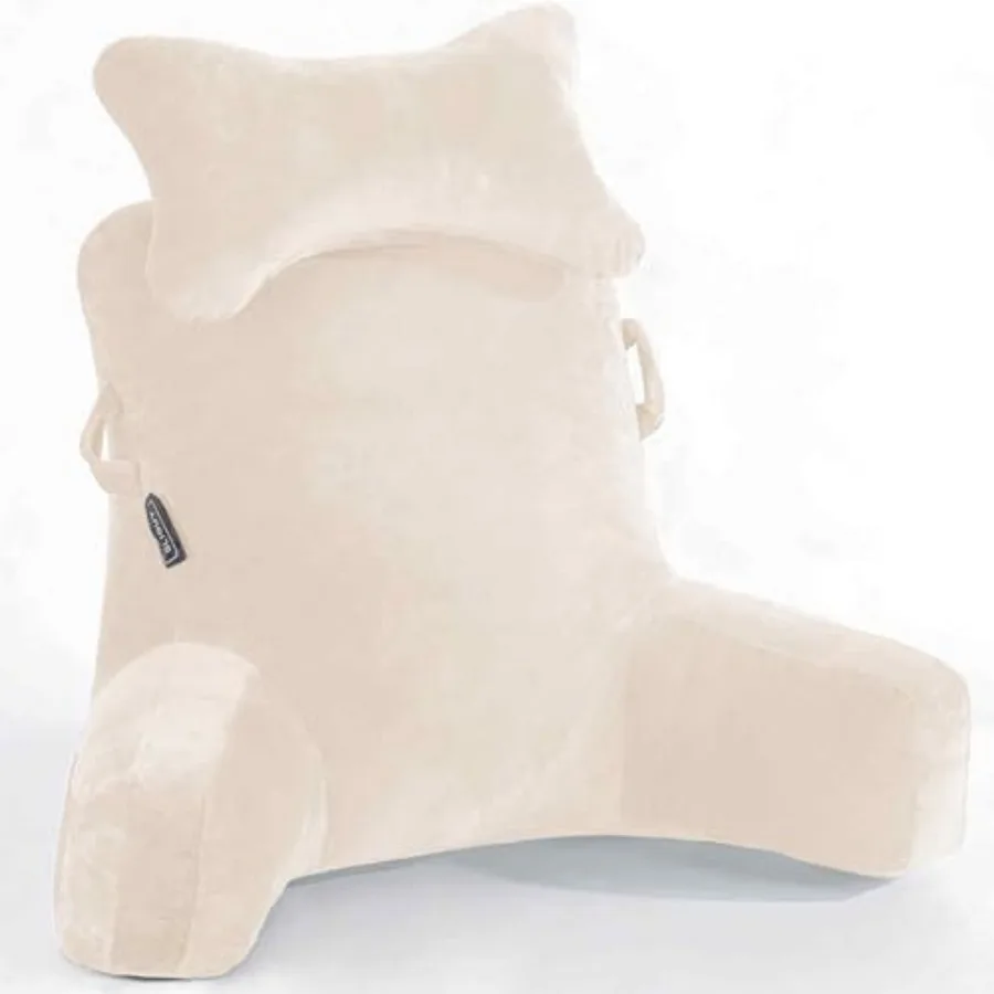 

Reading Pillow-Extra Large 31" Bed Rest Pillow with Detachable Neck Roll and Arms for Sitting in Bed or Couch-Backrest Reading