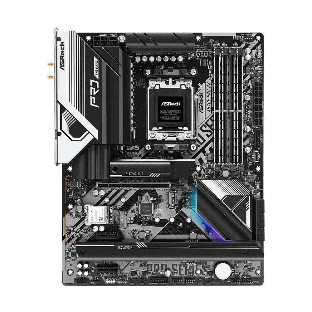 ASRock X670E PRO RS 마더보드 지원 7900X 7800X3D 7700 7600X 7500F CPU DDR5 7800MHz M.2 NVME PCIe 5.0 AMD X670 AM5 메인보드
