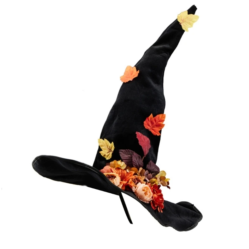 Flower Witch Hat Halloween Dress Up Wizard Hat Cosplay Costume Headpiece DXAA