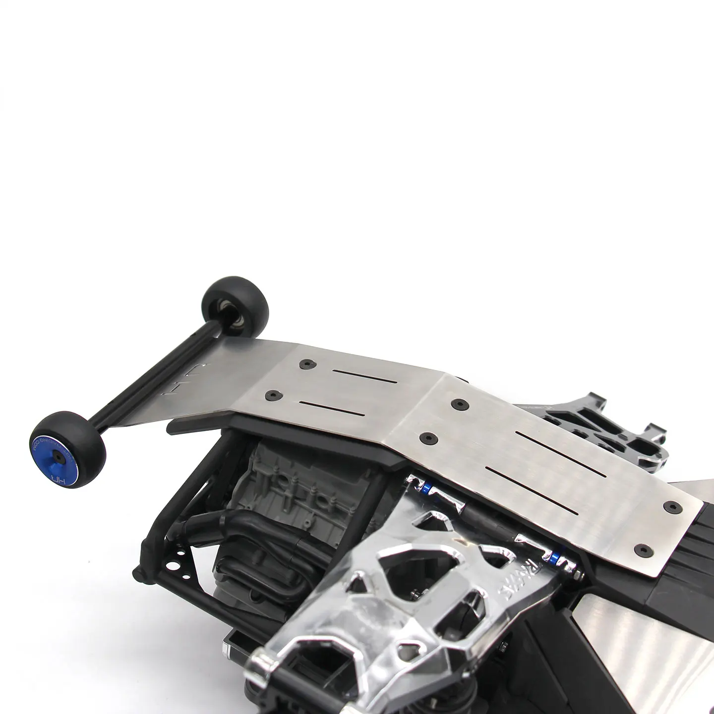 HR Traxxas 1/7 Funco 8S Dwukołowy terenowy truck pustynny, stal nierdzewna, tylna osłona + zestaw kół do jazdy na podwórzu