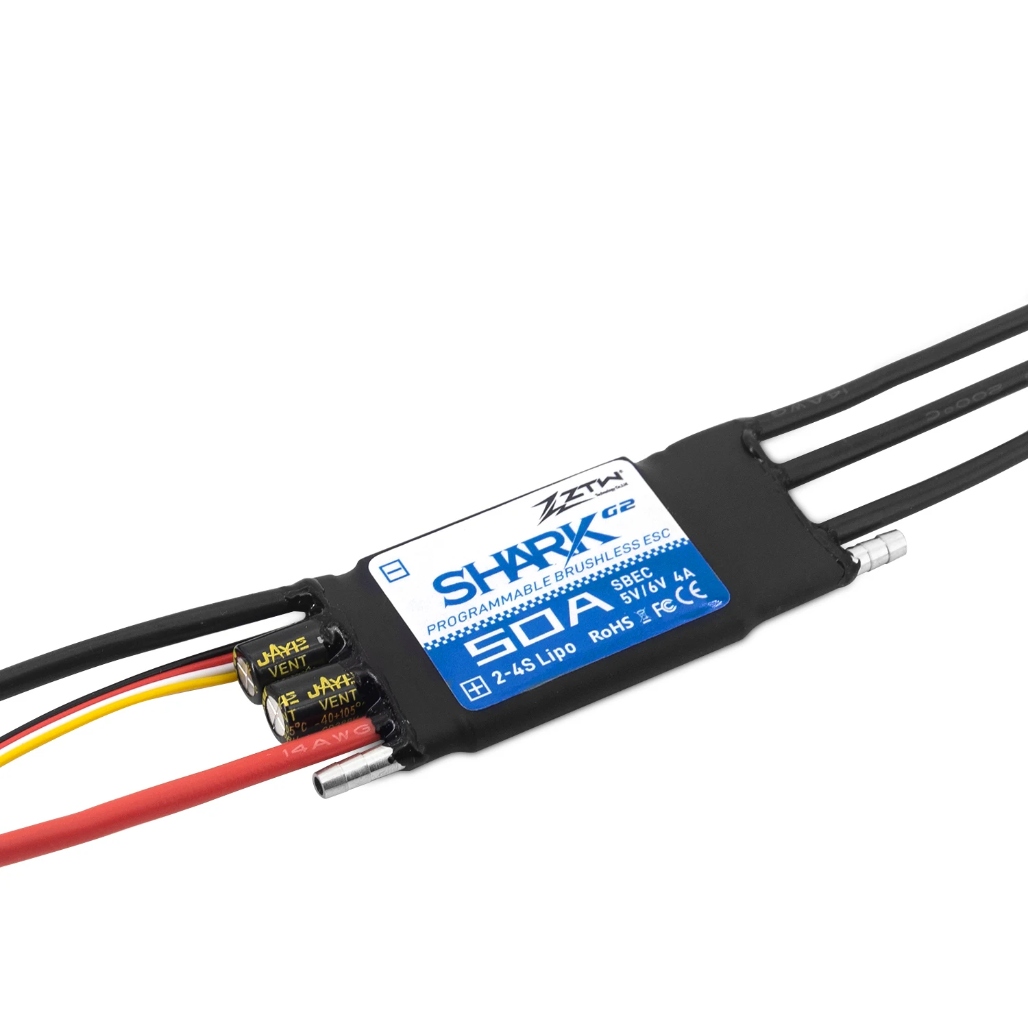 ZTW 32-Bit ESC Shark G2 20A/30A/40A/50A/60A/80A/100A 2-6S SBEC 5V/6V 8A Brushless Speed Control for RC Boat Underwater Thruster