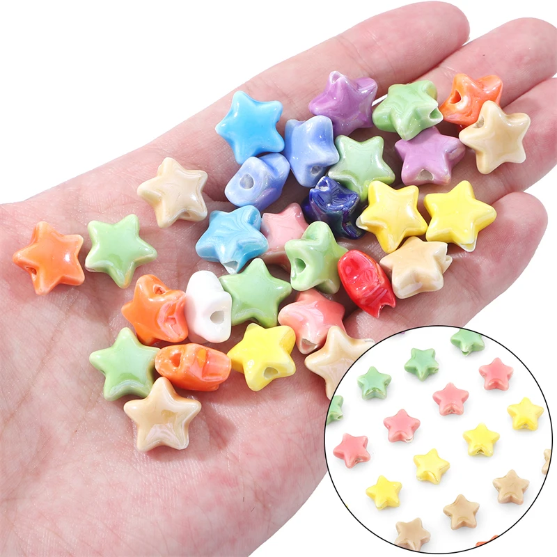 

10pc Colorful Star Ceramic Beads Mixed Five-pointed Star Spacer Beads For Making Jewelry Bracelet Necklace DIY Supplies