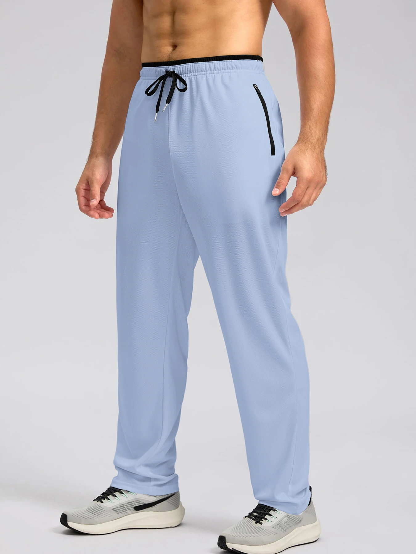 

Мужские легкие брюки-джоггеры с эластичной резинкой на талии и карманами на молнии, быстросохнущие спортивные брюки для тренажерного зала, фитнеса, бега, повседневная повседневная одежда