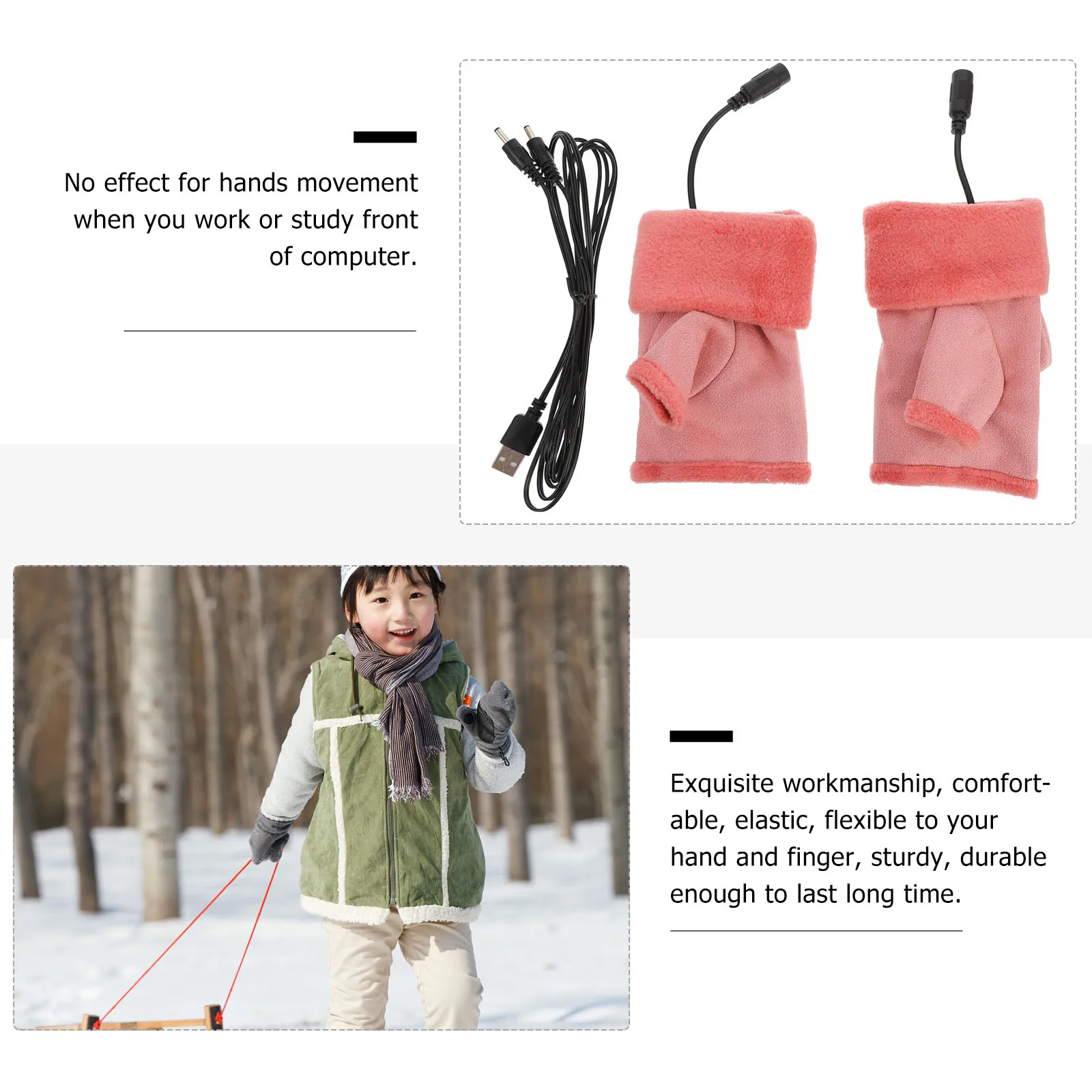 

Heating and Charging Gloves Heated Winter Fingerless Mitt Electric Warm Cold Weather Touch USB Mitten for Hands
