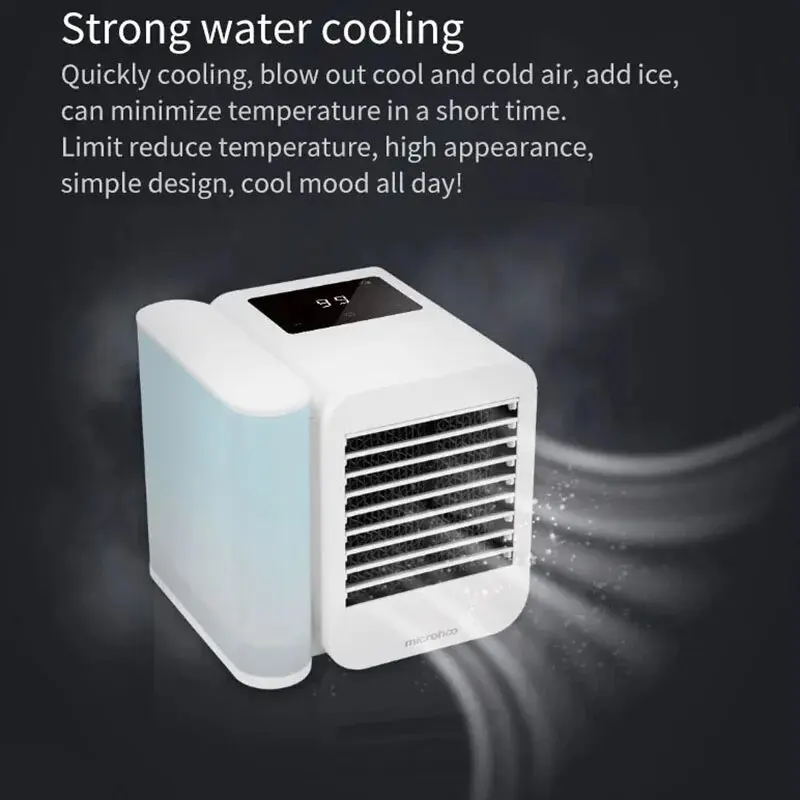 2024 New Mini Table Air Cooler USB Portable Air Conditioner Fast Water Cooler 1000ml Capacity Touch Screen 99 Speed Adjustment