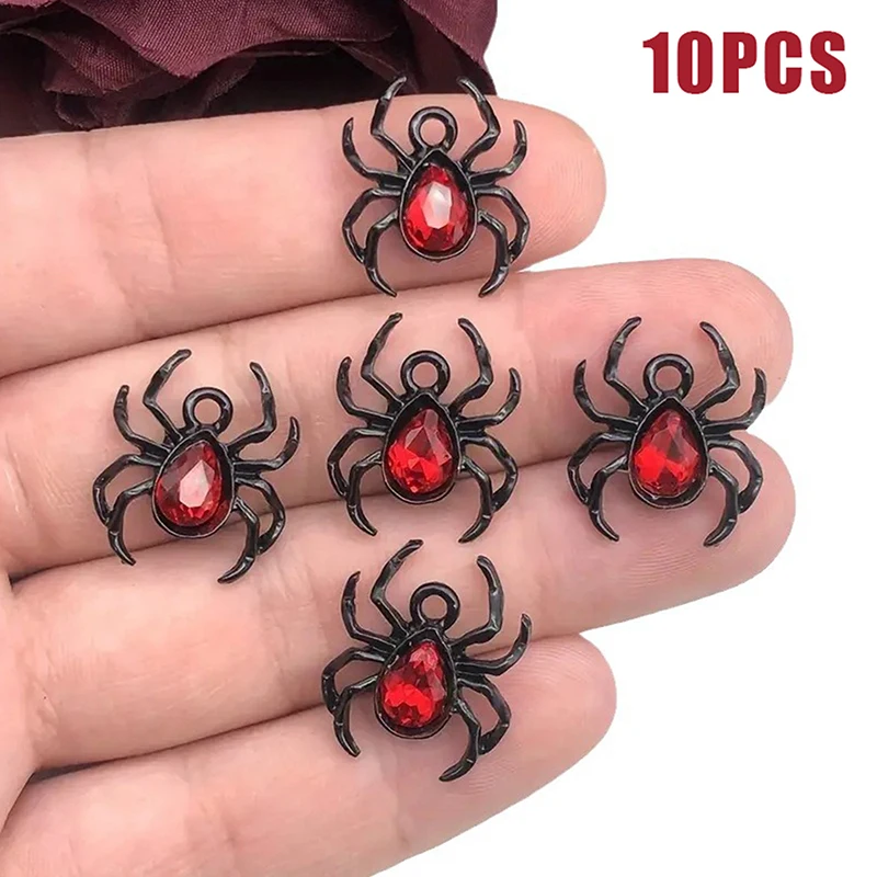 10Pcs Vintage Gothic Realistic Spider Pendant Creative DIY Halloween Jewelry Accessories Halloween Prank Scare Props Gifts