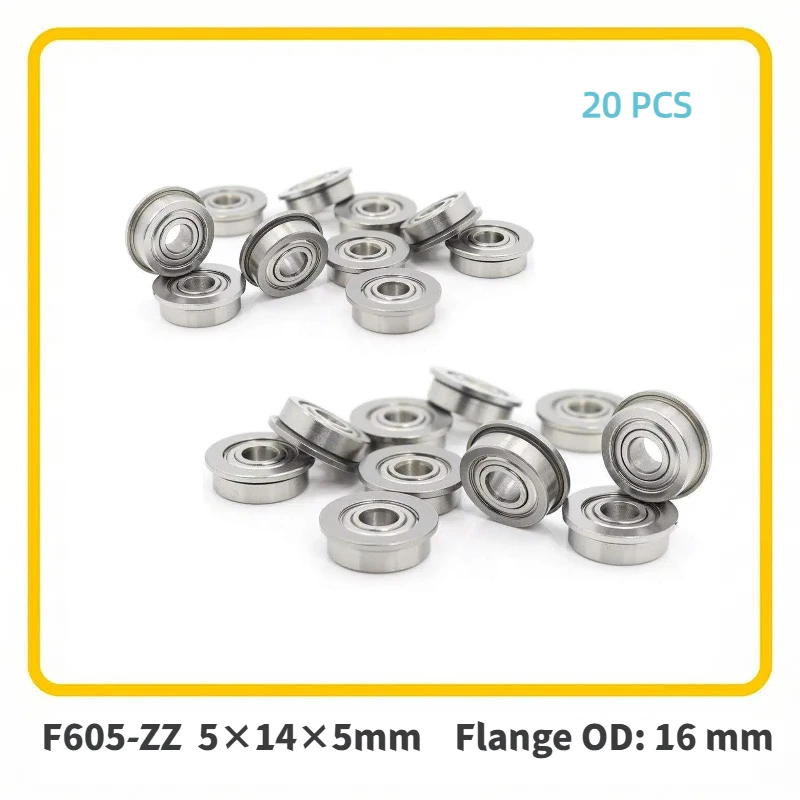 

BREVOL 20PCS F605-ZZ Flanged Deep Groove Ball Bearings Bearing Steel Double Metal Shield High Precision Low Friction