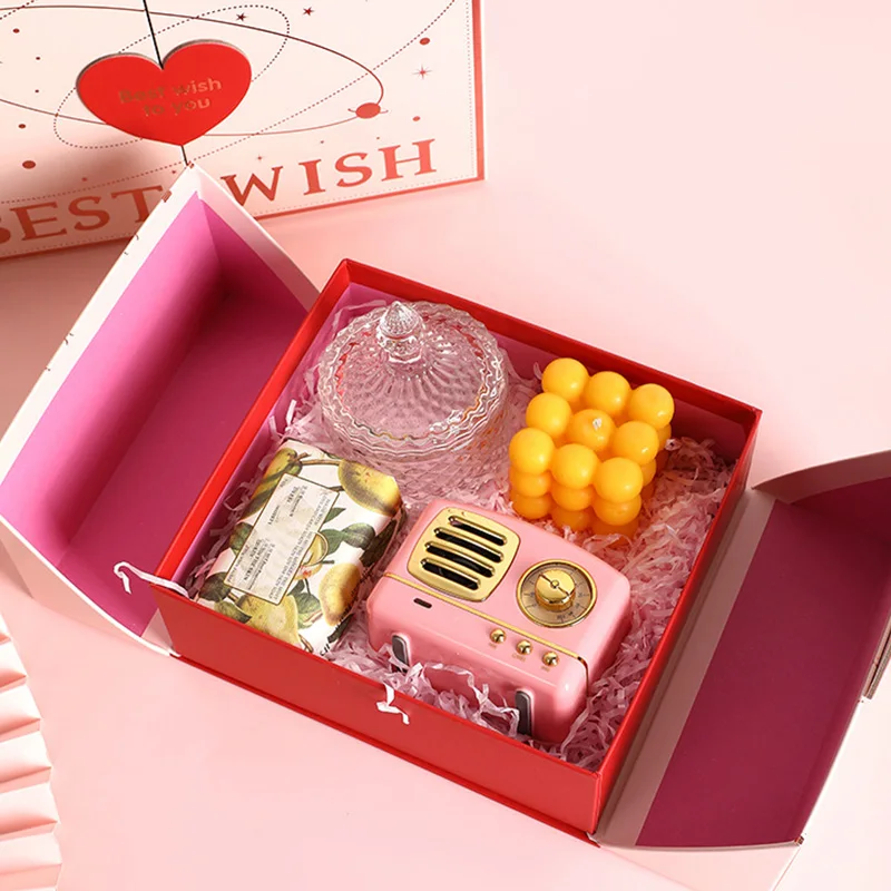 1pc Love Heart Gift Box Double Door Design Flower Candy Gift Packaging Paper Boxes Wedding Party Festive New Year Presents Decor