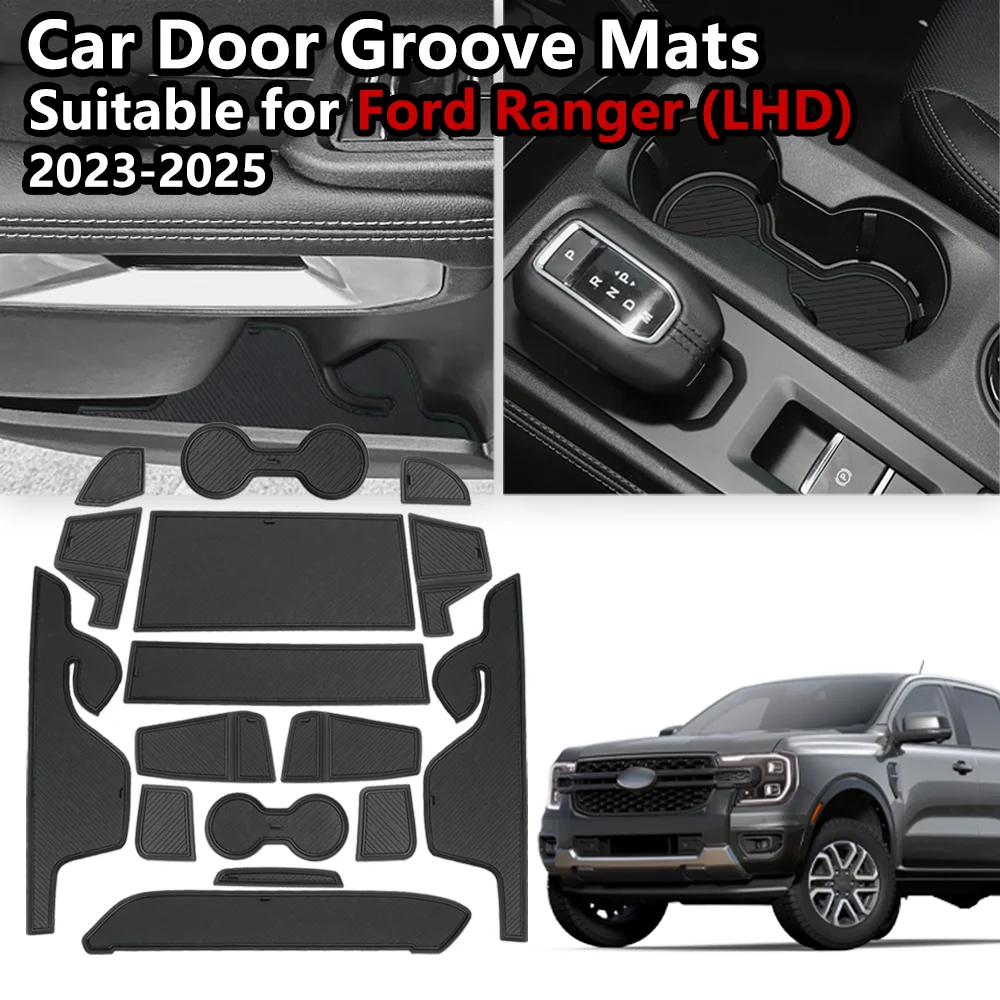 

Car Door Groove Mats For Ford Ranger T9 2023 2024 2025 Anti-Slip Auto Cup Holder Coasters Cushion Car Door Slot Pads Non-Slip