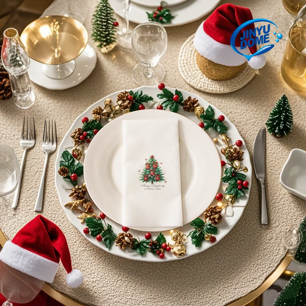 JINYUDOME 25/50 Uds servilletas desechables de lino 11,81*16,92 pulgadas, servilletas estampadas, plegadas para fiesta de Navidad en casa, Bar