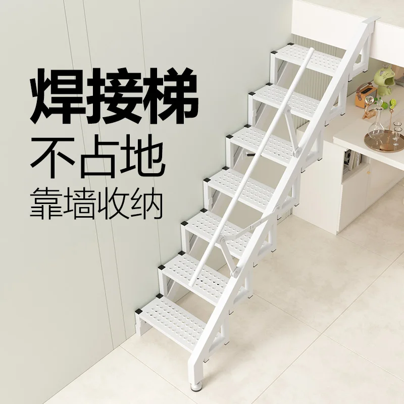 Thickened aluminum alloy wall-attached folding stairs loft duplex indoor and outdoor ladders colorful customization