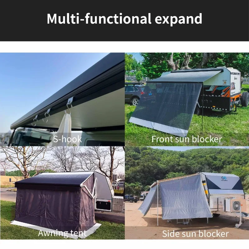 

Manual control trailer, camping car, RV sunshade, high-strength aluminum alloy frame, RV electric sunshade