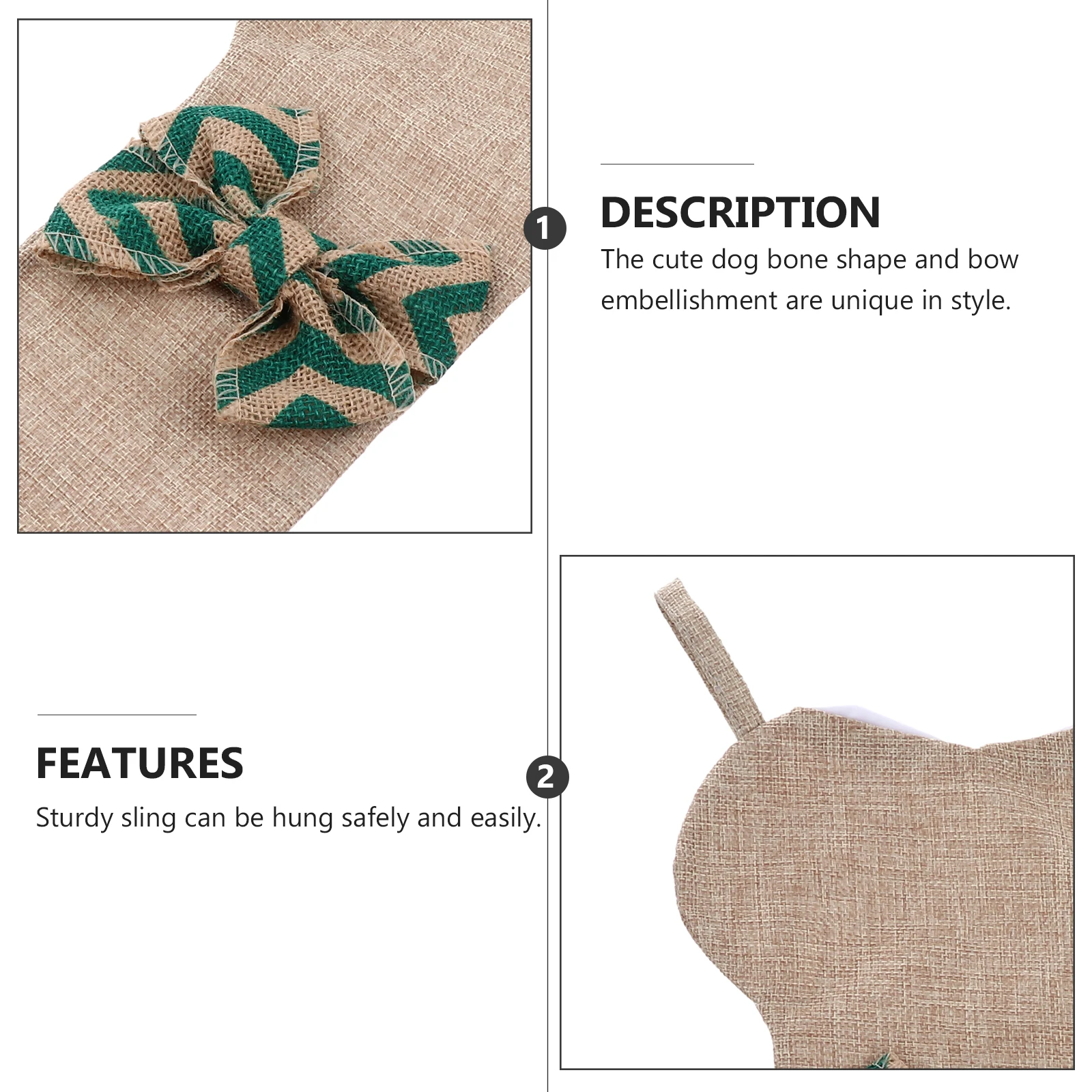 

Christmas Stocking Pendant Bone Stockings Bones Decoration Socks Pets Jute Burlap Dog