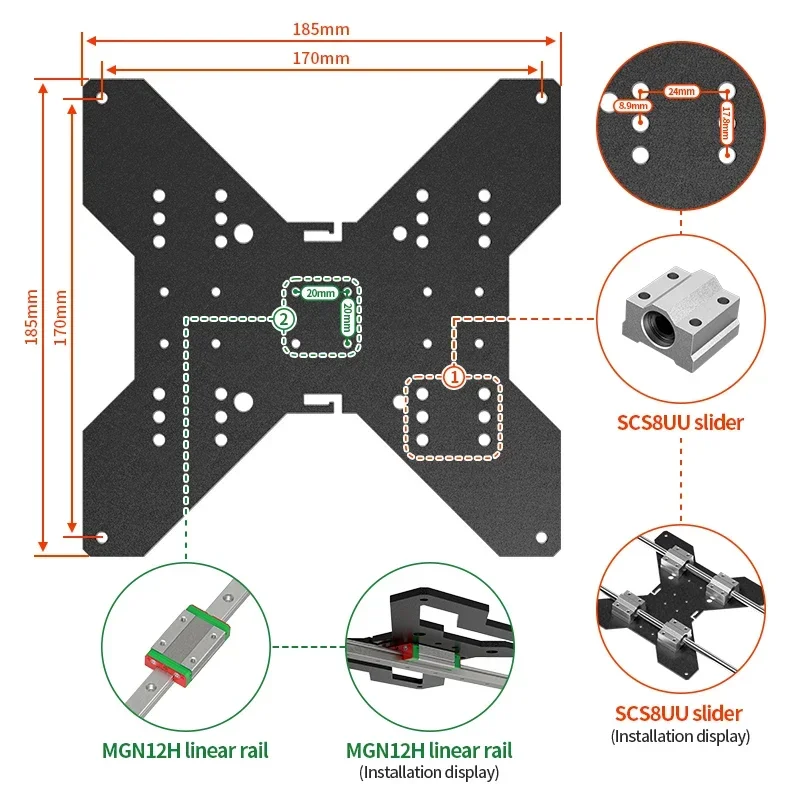 Imagem -05 - Compatibilidade da Plataforma Heatbed da Impressora 3d Atualização Linear do Trilho Cama Quente do Eixo y Placa de Suporte para 150 mm 235 mm