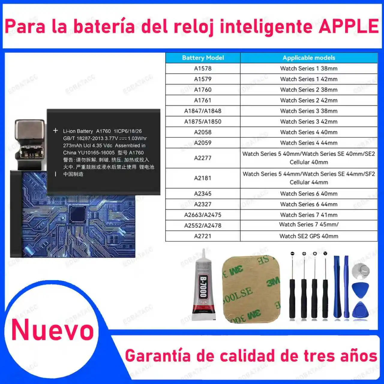 

Brand New Battery For Apple Watch Series SE 1 2 3 4 5 6 7 8 Bateria For IWatch S1 S2 S3 LTE S4 S5 S6 S7 S8 38/40/41/42/44/45MM