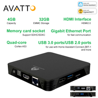 AVATTO Smart Home Assitant Box Black Gateway With USB 3.0/2.0 Ports，4G Plus 32G Quad-core Cortex-A53 Support ZigBee2MQTT，ZHA