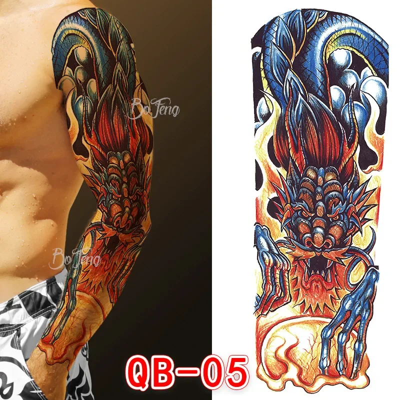 Pegatina de tatuaje temporal a prueba de agua para hombres y mujeres, tatuaje de brazo completo, tamaño grande, Flash, tatuajes falsos, manga, arte de tatuaje, 40 diseños