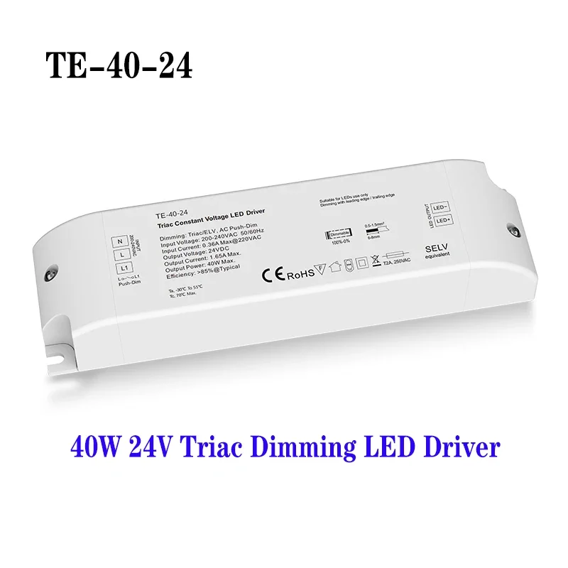 Skydance-Single Color Triac escurecimento LED Driver, Digital Dimmable Faixa, tensão constante, PWM, 1 canal, 40W, 75W, 12V, 24V