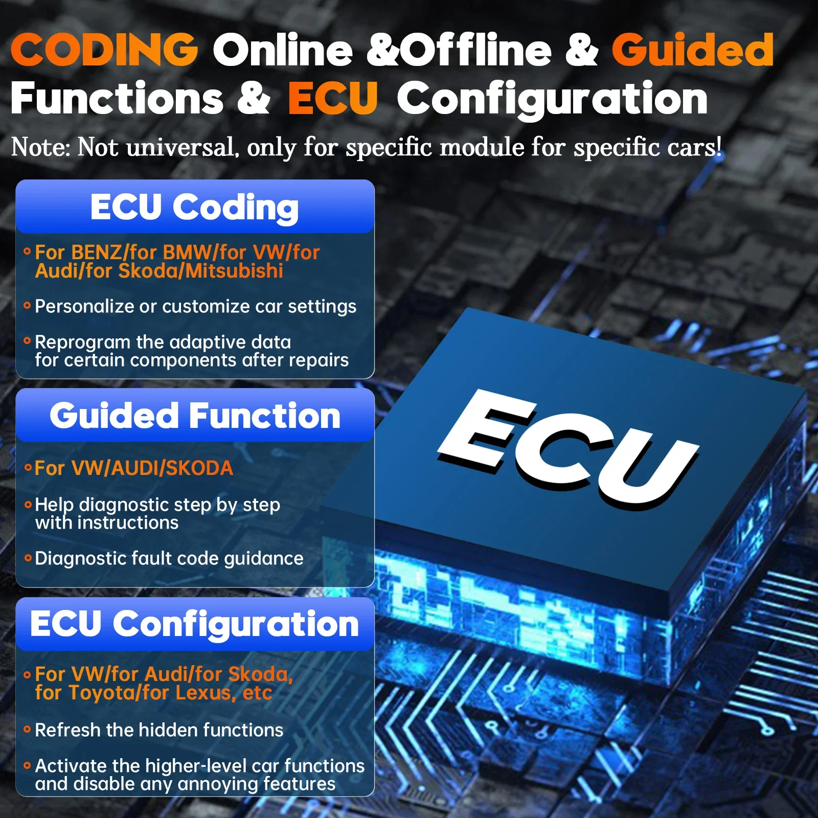 Picture 4: XTOOL D9S Automotive Diagnostic Tools For BMW Fault Guided Gulded Function ECU Coding Key Programming 45+ Reset FCA DoIP OBD2 Bi-Directlonal Control Scanner Upgrade of XTOOL D9 3 Years Free Update