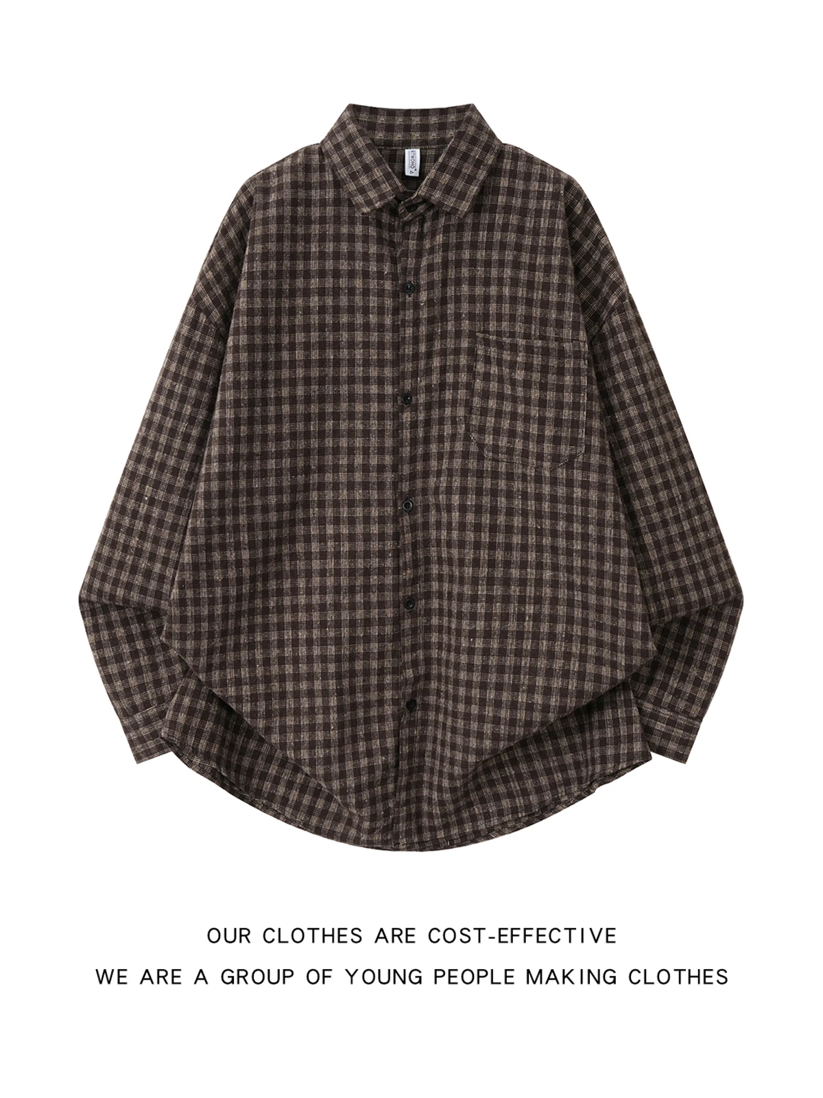 Loose Plaid Long Sleeve Collared Men's Shirt Cityboy Casual Style Spring Autumn Versatile Loose Fit Turn-down Collar Shirt Ja...