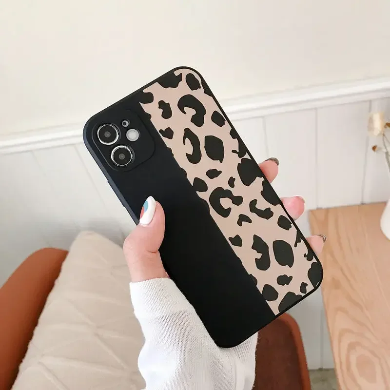 

New Leopard Phone Case For iPhone 16 15 14 12 11 13 Pro Max Mini 7 8 Plus X XS XR SE Luxury Shockproof Black Soft Cover Fundas