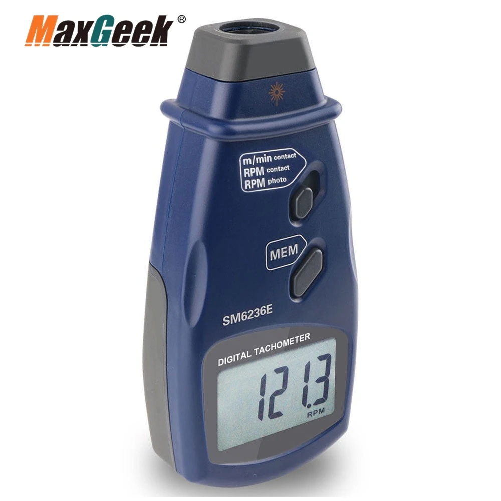 Maxgeek SM6236E Digital Tachometer Gauge Handheld RPM Gauge Supports Photoelectric and Contact Modes