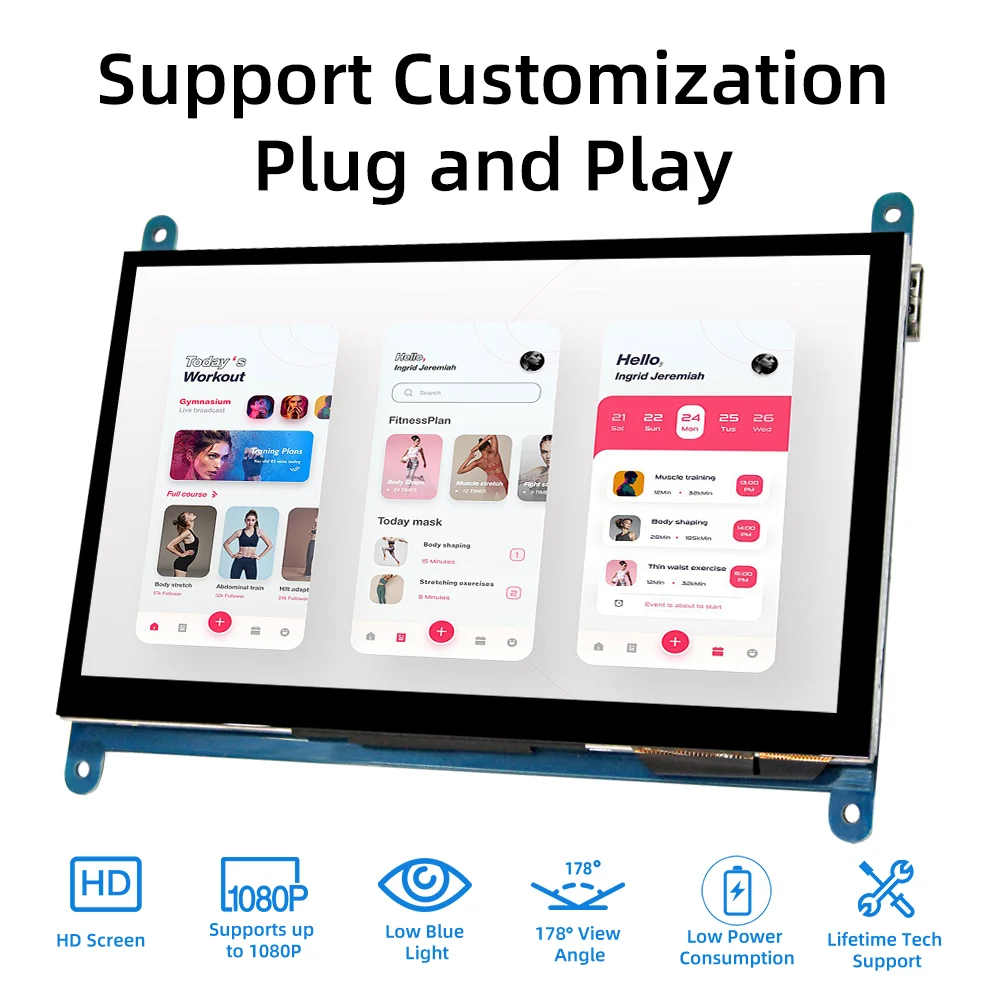 7 inch IPS TFT LCD-scherm touchscreen monitor 1024 * 600 HDMI compatibel voor Raspberry Pi 5 4B 3B + PC AIDA64