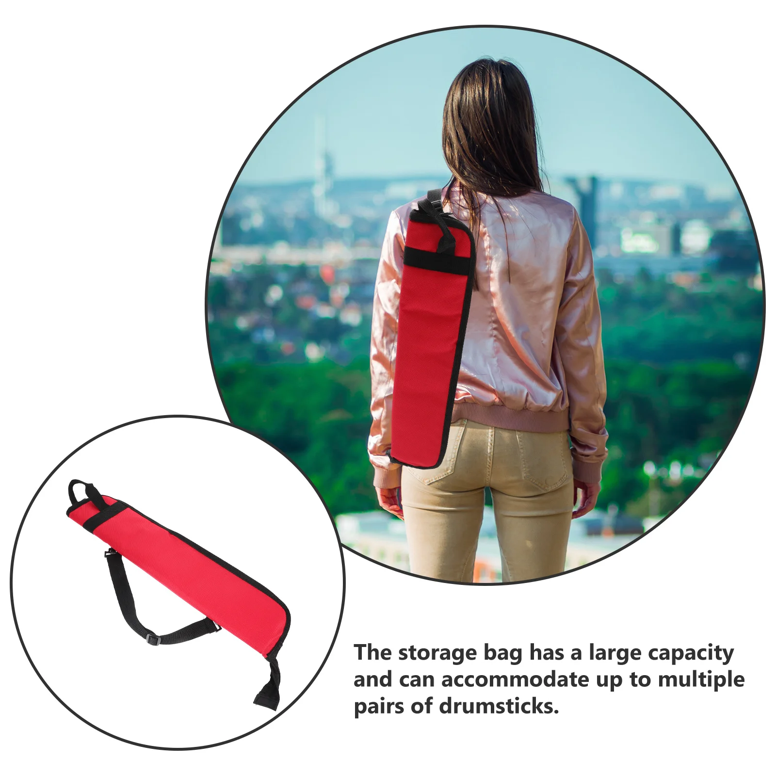 

Percussion Drumstick Bag Durable Oxford Cloth Storage Shoulder Hand Carry Long Lasting Drum Stick Holder for Drum Set