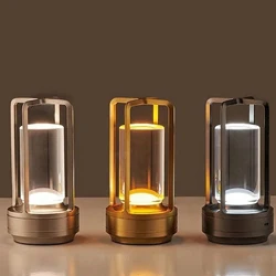 LED Cordless Table Lamp Retro Bar Metal Desk Lamps Rechargeable Touch Dimming Night Light Restaurant Bedroom Home Outdoor Decor