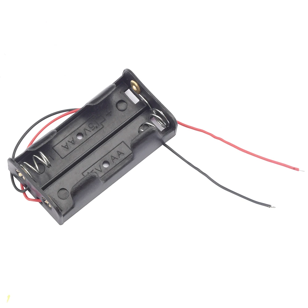 1 PCS Plastic Battery Case Storage Box Holder with Wire Leads for 2 X AA 3.0V 2AA