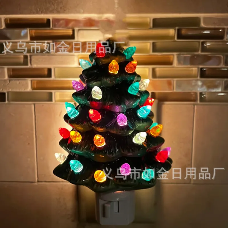 

2024 Christmas Tree Night Light Vintage Creative Personality Indoor Room Decoration Night Light Children Birthday Holiday Gifts